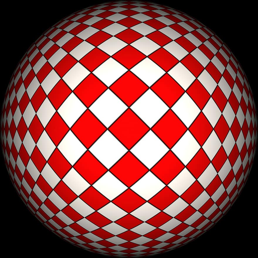 Ball, Diamonds, Diamond, Red, White, Abstract, Pattern, Structure