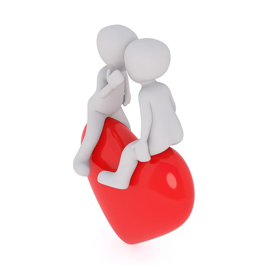 Valentijnsdag, liefde, hart-, ballon, wenskaart, samen, 3D man, 3d model, blanke man, 3dman eu, mannetjes