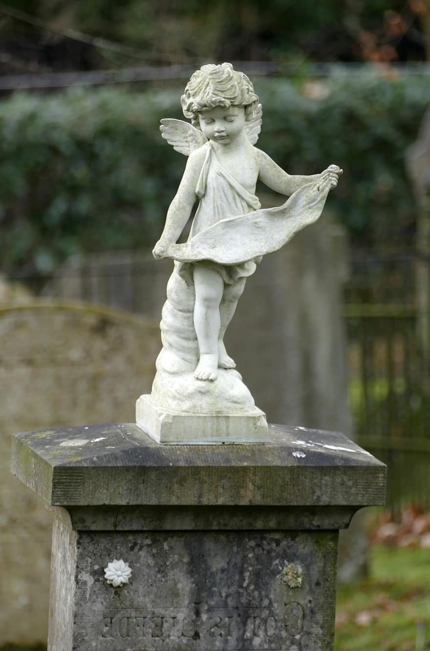 Angel, Statue, Sculpture, Tombstone, Memory, Commemoration, Old, Toden, Cemetery, christianity, religion