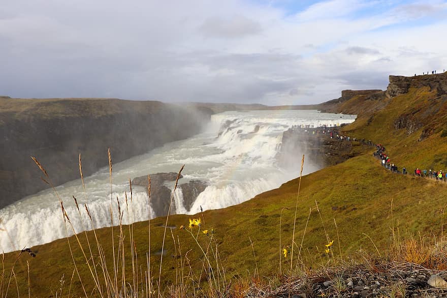 Island, vodopád, krajina, voda, Příroda, scénický, útes, vodopády, kaskáda, Krásná