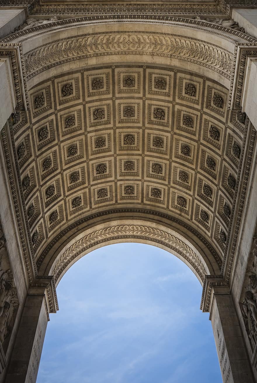 Триумфалната арка, триумфална арка, паметник, Шанз-Елизе, Париж, Франция, забележителност, структура, архитектура, град, градски