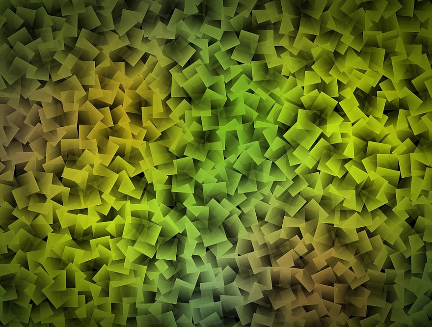 Abstract, Square, Green, Yellow, Orange, Figure, Cubism, Form, Wallpaper