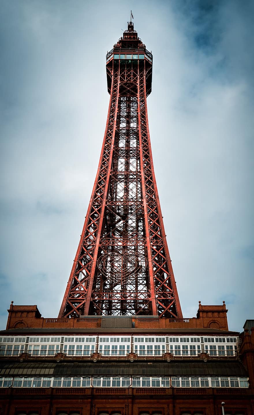 Blackpool, wieża, anglia, architektura, znane miejsce, zbudowana struktura, pejzaż miejski, na zewnątrz budynku, niebieski, zmierzch, podróżować