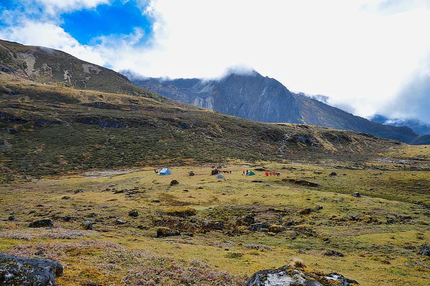 montanhas, sikkim, Singalila Trek, panorama, vale, natureza, caminhada, acampamento, mochilão, aventura, cenário
