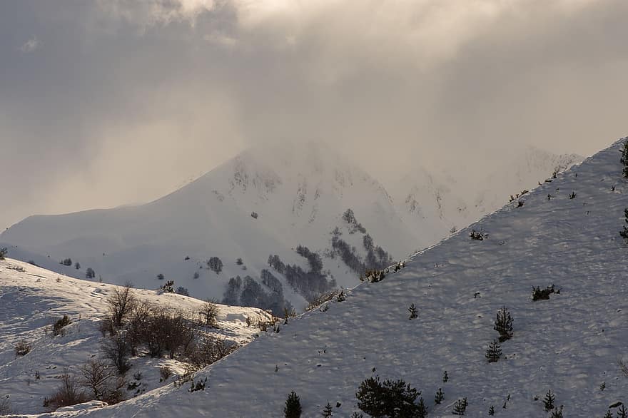 ภูเขา, หิมะ, ฤดูหนาว, เมฆ, หมอก, หนาว, ธรรมชาติ, ภูมิประเทศ, ทัศนียภาพ, Kastoria