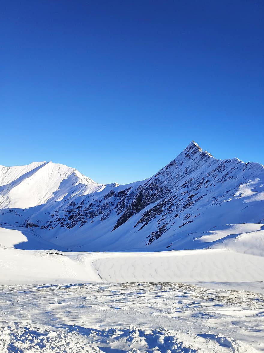 slidinėjimas, kalnai, žiemą, sniegas, kalnas, mėlyna, kraštovaizdį, kalnų viršūnė, ledas, kalnų, sezoną