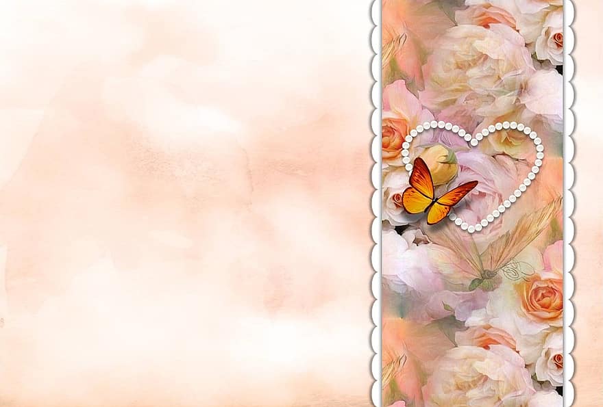 gæstebog, baggrund, romantisk, sommerfugl