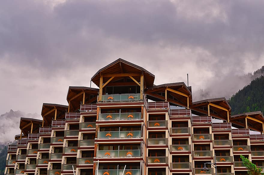 сграда, балкони, фасада, архитектура, Saint-Gervais, Haute-Savoie