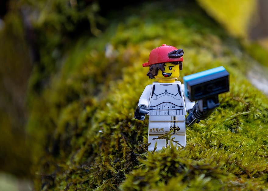 Lego, mini figura, brinquedo, construir, árvore, musgo, bloco terminal, basecap, selfie, Férias, floresta