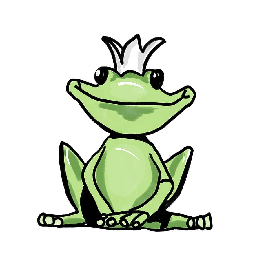 жаба, король, зелений, князь, смішно, милий, земноводних, казка, сидячи, чарівний