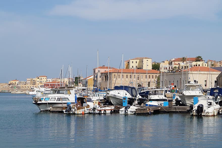 grekland, crete, hamn, chania, nautiska fartyget, Yacht, vatten, resa, semester, segelbåt, sommar