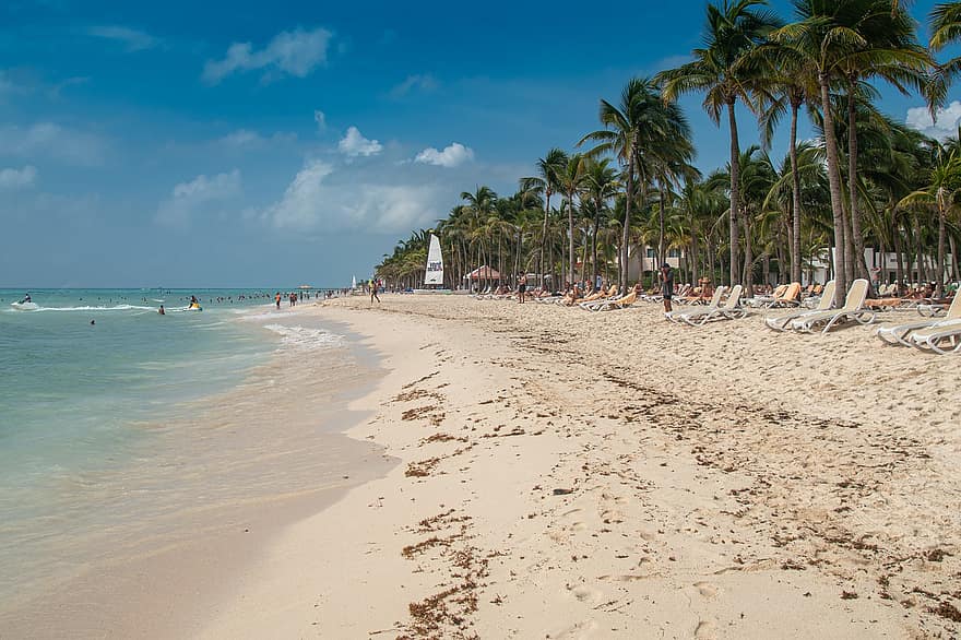 plage, tropical, Caraïbes, mer, océan, été, le sable, les vacances, littoral, station touristique, climat tropical
