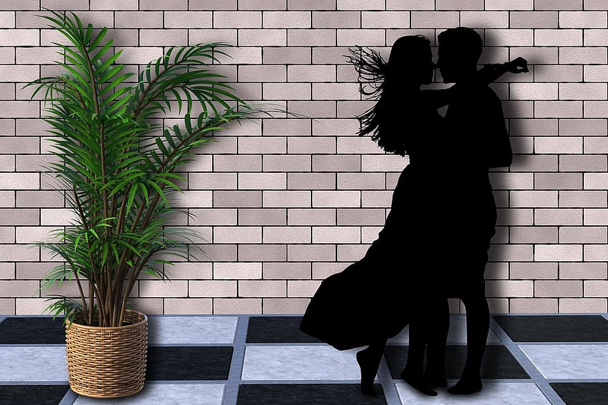 Couple, Lovers, Silhouette, Love, Romantic, Happy, Relationship, Together, Wall, Inside, Romance