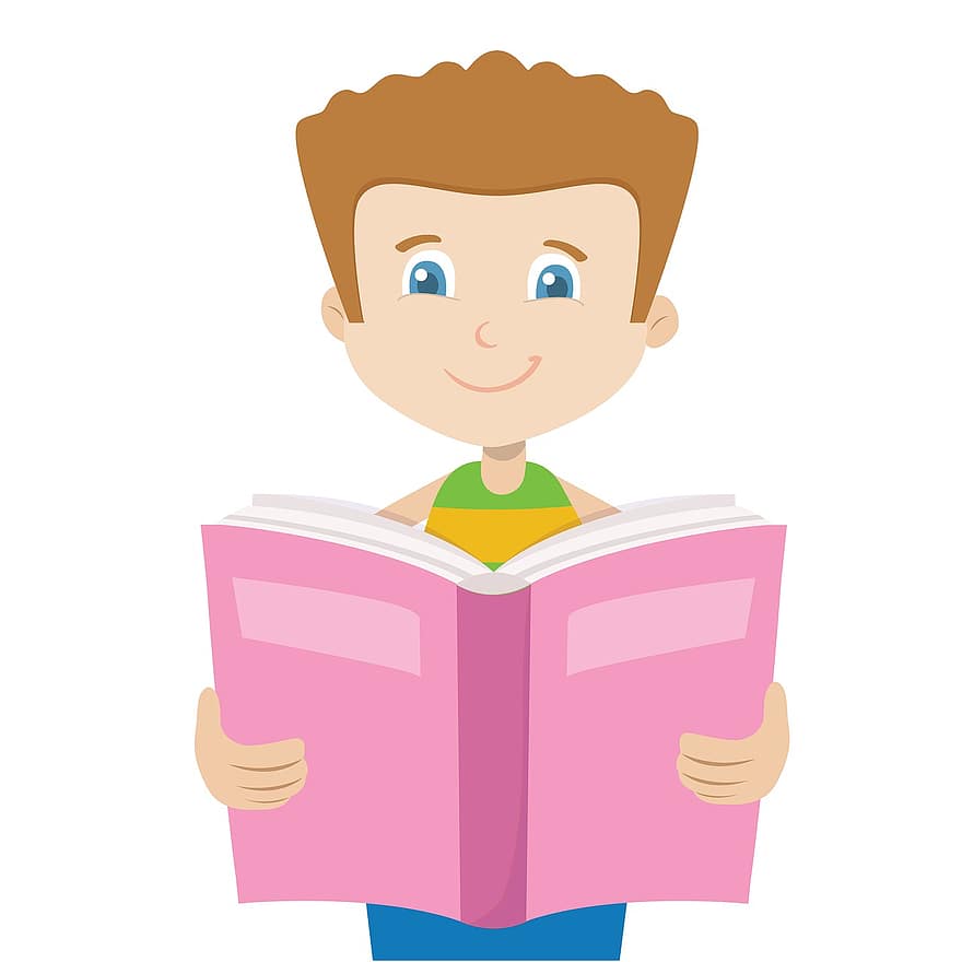 läsa, bok, studenter, studie av, klassrummet, söt, utbildning, ClipArt, lektion, läromedel, illustration
