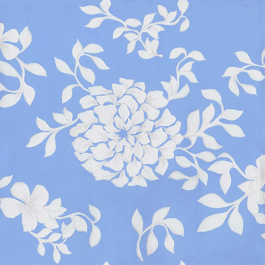 Pattern, Flowers, Leaf, Blue, Inclined Step