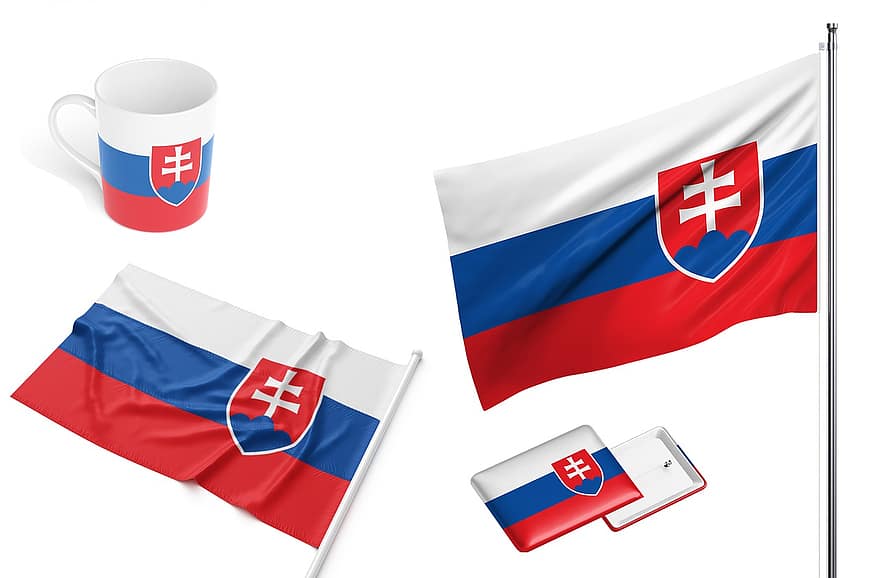 Slowakije, land, vlag, Pin-badge, mok, kop, vlaggestok, nationale vlag, symbool, onafhankelijkheid, nationale Dag