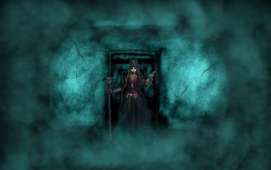 Background, Doorway, Foggy, Scary, Wizard, Fantasy, Female, Character, Digital Art, women, one person
