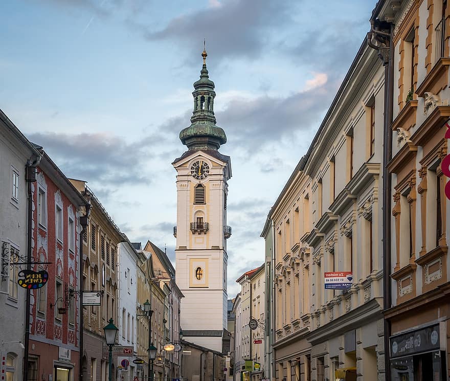 City, Austria, Mühlviertel, Historic Center, Upper Austria, Church Tower, Alley, Road, Europe, Historical, Brewing Town