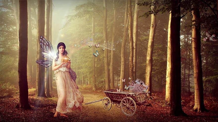 Woman, Antique Painting, Beauty, Romantic, Fantasy, Digital Painting, Art, Classical Painting, Butterfly, Wing, Wall Paper