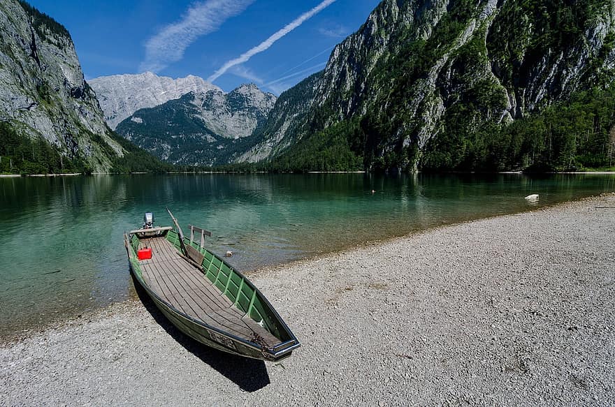 Königssee, jezero, Německo, hory, Příroda, loď