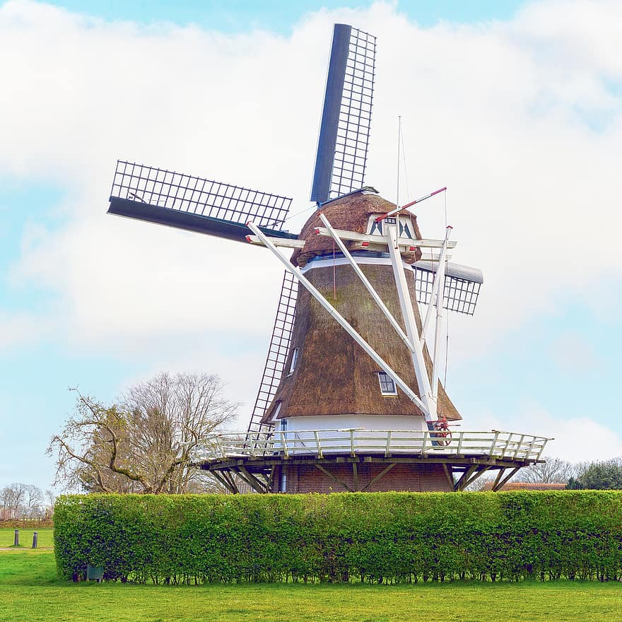 vindmølle, landskabet, natur, Drenthe, udendørs, strøm, landlige scene, gård, arkitektur, græs, gammel