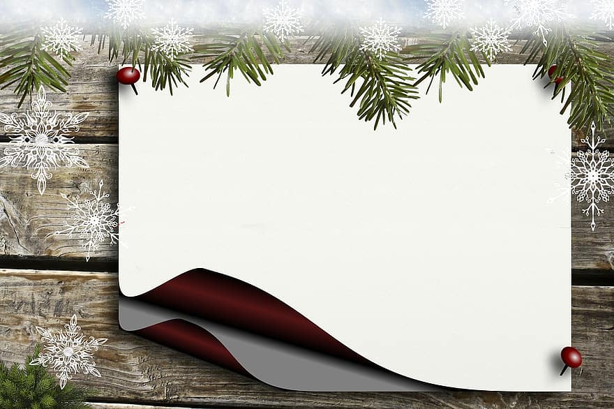 quadro de avisos, azevinho, papel, fundo, Natal, dia de Ano Novo, floco de neve