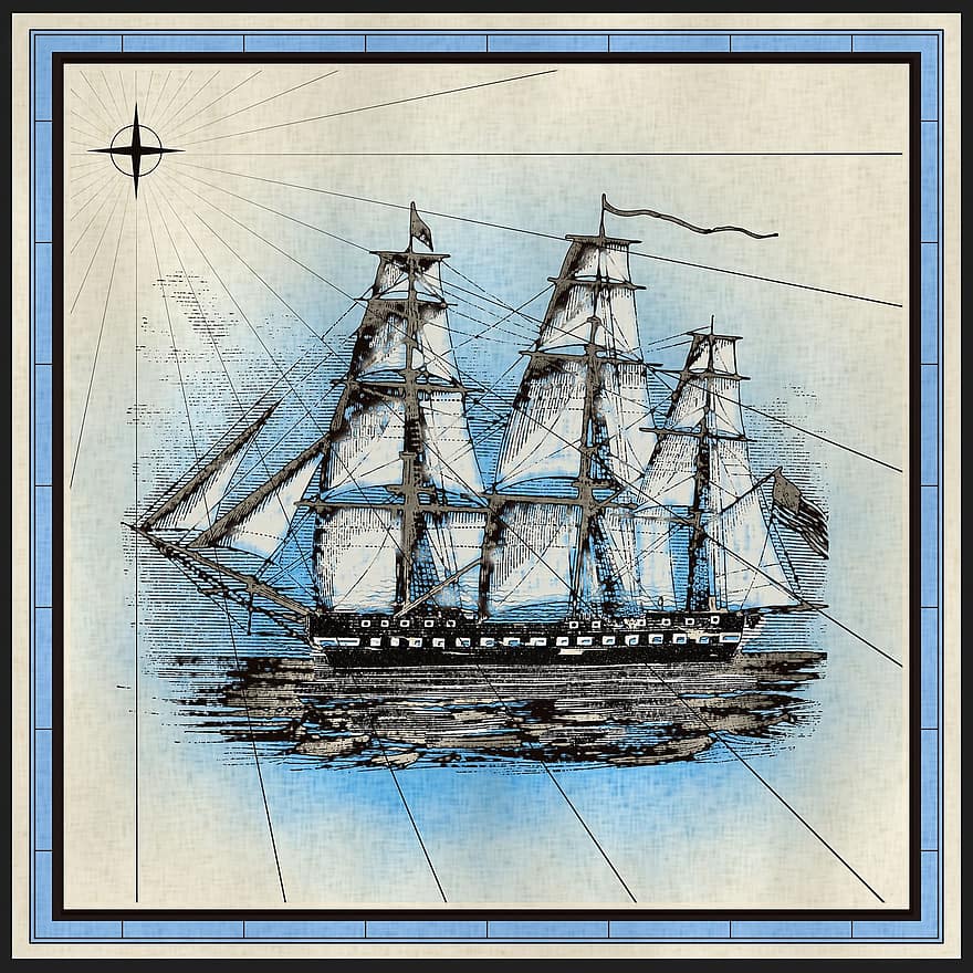 skib, fregat, sejlads, nautiske, sejl, båd, flagskib, kartografi, kort, Kort Oceanic, struktur