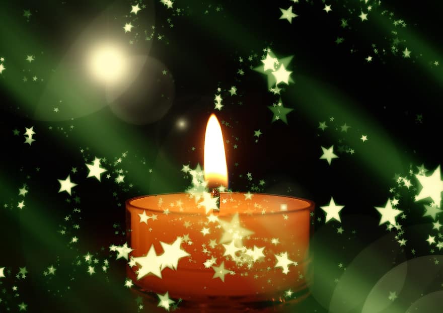 velas, estrella, Navidad, festival, tarjeta de felicitación, luz de una vela, ligero, cera, candelero, mecha, romance