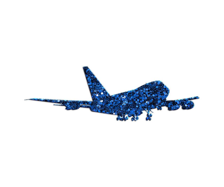 비행기, 항공기, 푸른, 반짝임, 평면, 비행, 수송, 교통, 추상, 클립 아트, 인쇄 가능한