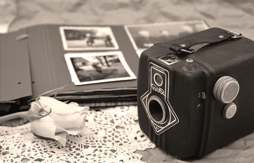 kamera, fotoalbum, film, minnen, bilder, fotografi, varumärke, Daci, nostalgi, nostalgisk, antiken