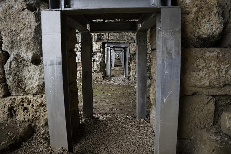 túnel, Entrada, velho, pedras, arquitetura, subterrâneo, antigo, histórico, portal