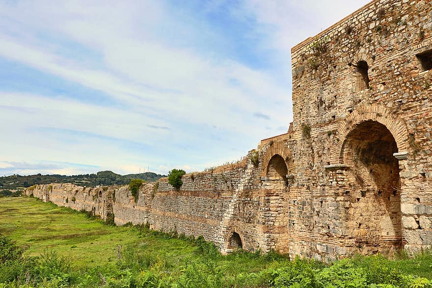 Grèce, ruines, lefkada, Preveza, Architecture byzantine, mur de la ville, site historique, l'histoire, architecture, vieille ruine, vieux
