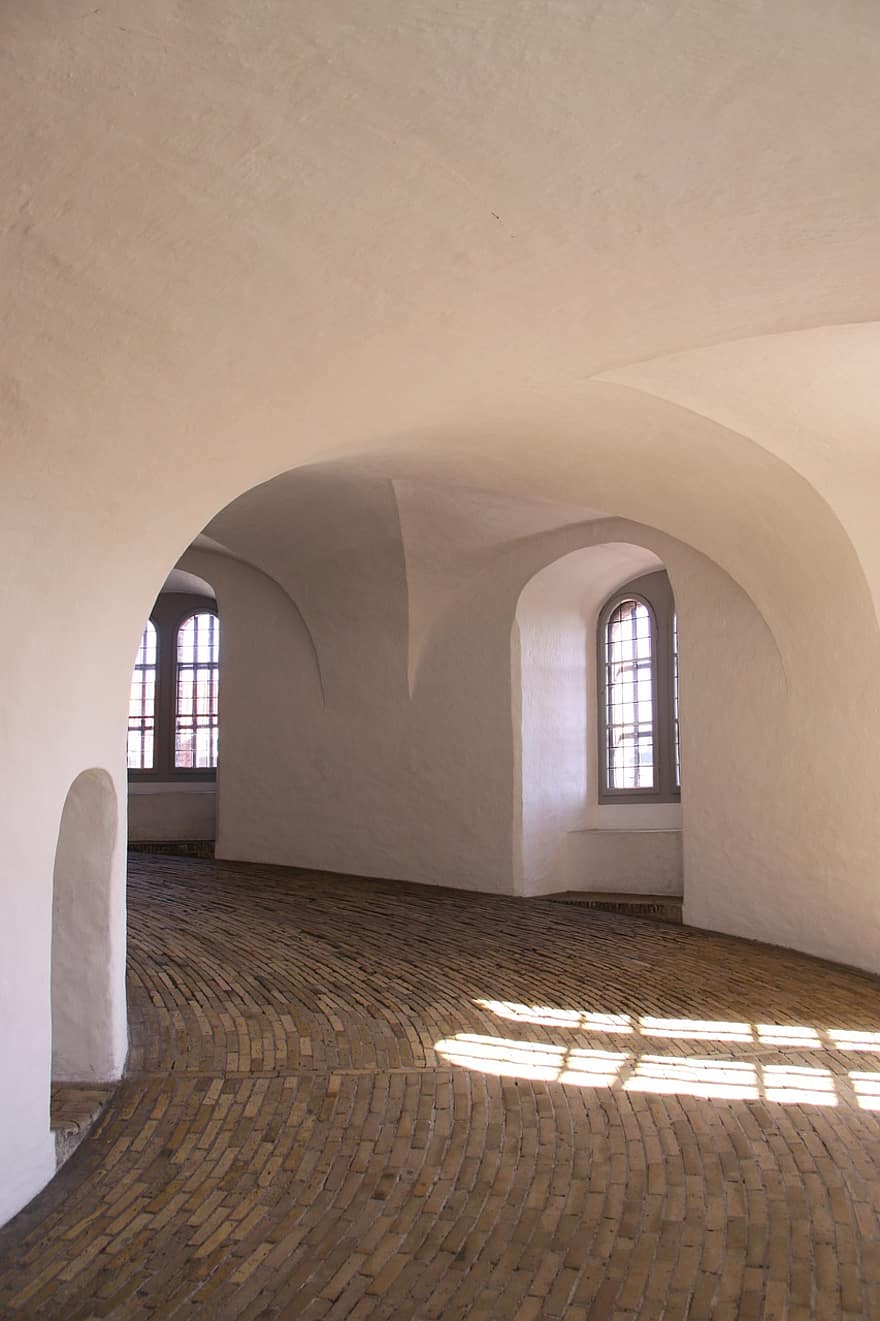 Round Tower, Vault, Round Arch, Windows, Ascent, Bows, Indoors, Sunlight, Building