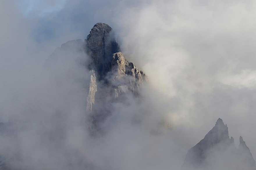 Cadini grupė, kalnas, debesys, dolomitai, aukščiausiojo lygio susitikime, Pietų Tirolis, trentino, Italija, Alpės, kraštovaizdį