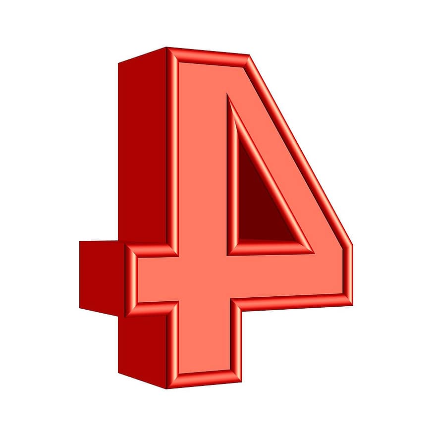 Four, 4, Number, Design, Collection, Modern, Sign, Symbol, Web, Button, Clean