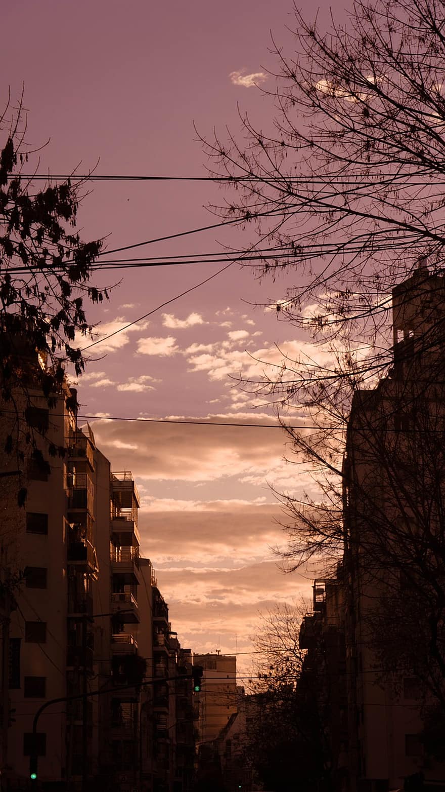 le coucher du soleil, ciel, ville, paysage urbain