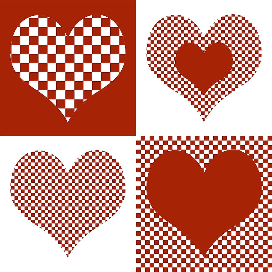 сердце, образец сердца, День святого Валентина, Валентин, романтик, привязанность, романс, фон, красный, везение, поздравительная открытка