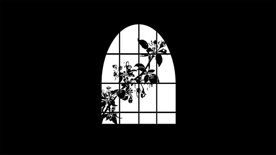 janela, fundo, flores, papel de parede