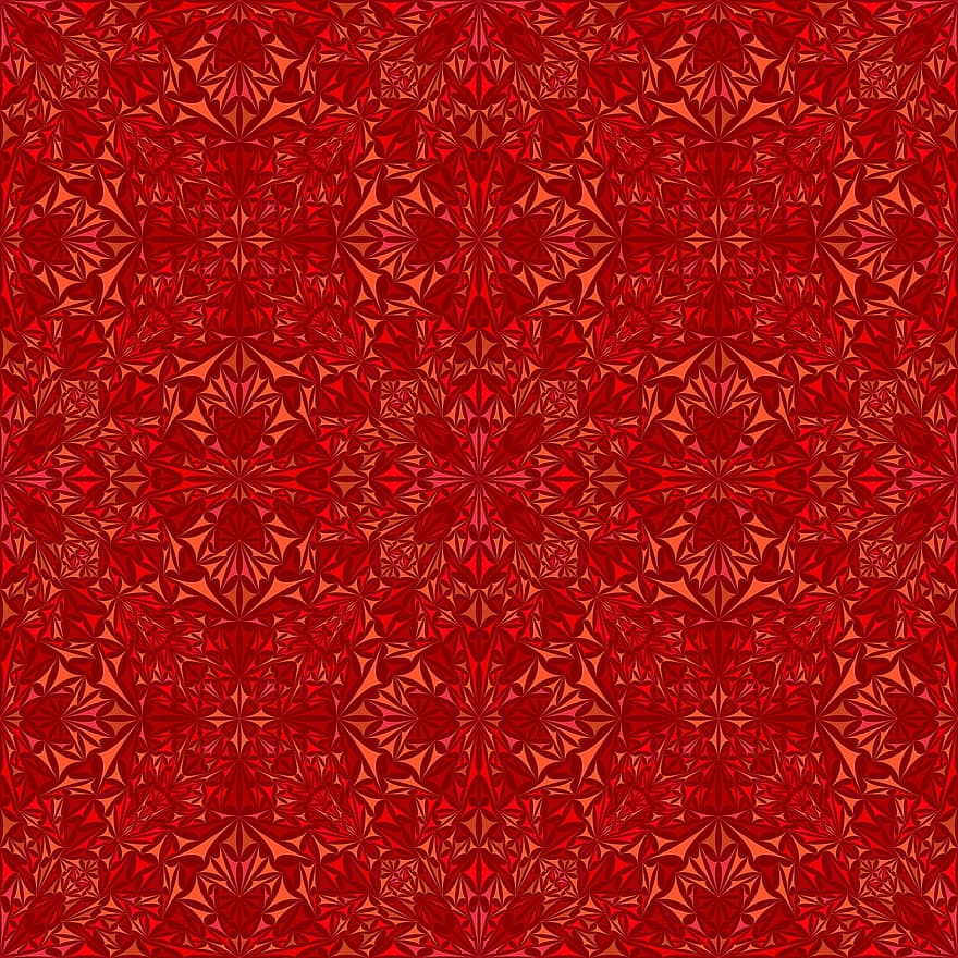 Red, Pattern, Wallpaper, Seamless, Curved, Triangles, Kaleidoscope, Abstract, Background, Decoration, Design