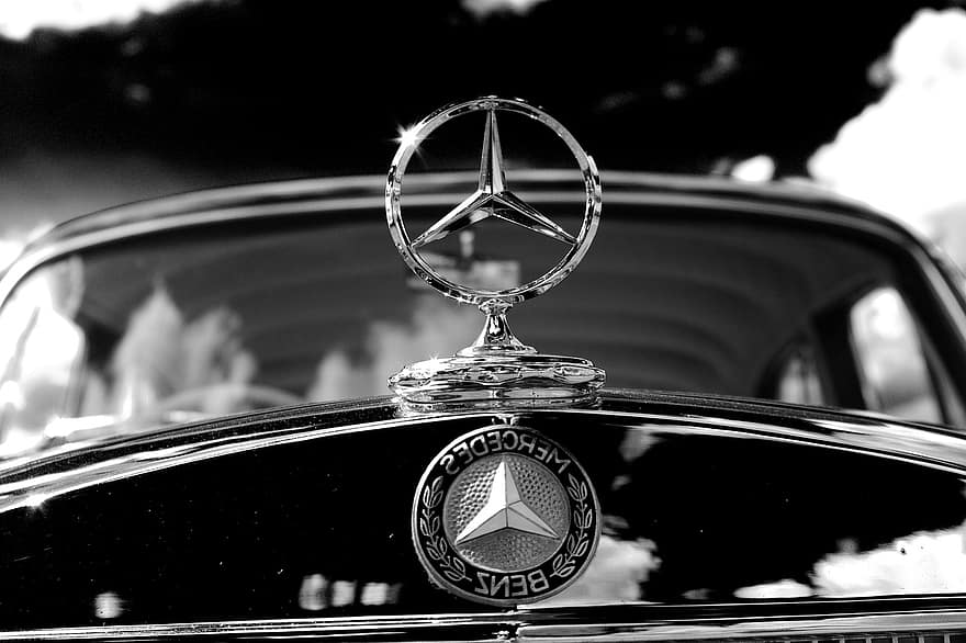 coche, vehículo, auto, vendimia, antiguo, frente, mercedes, viejo contador de tiempo, Daimler