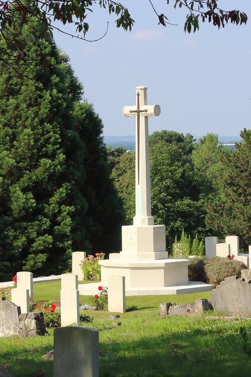 memorial de guerra, cruzar, cementerio, escultura, lápidas sepulcrales, tumba