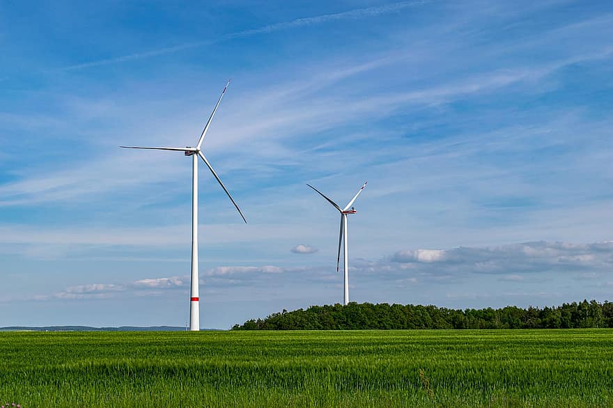 vindmølle, vindkraft, felt, landskap, natur, grønn strøm, fornybar energi, vind, elektrisitet, energi, vindturbin