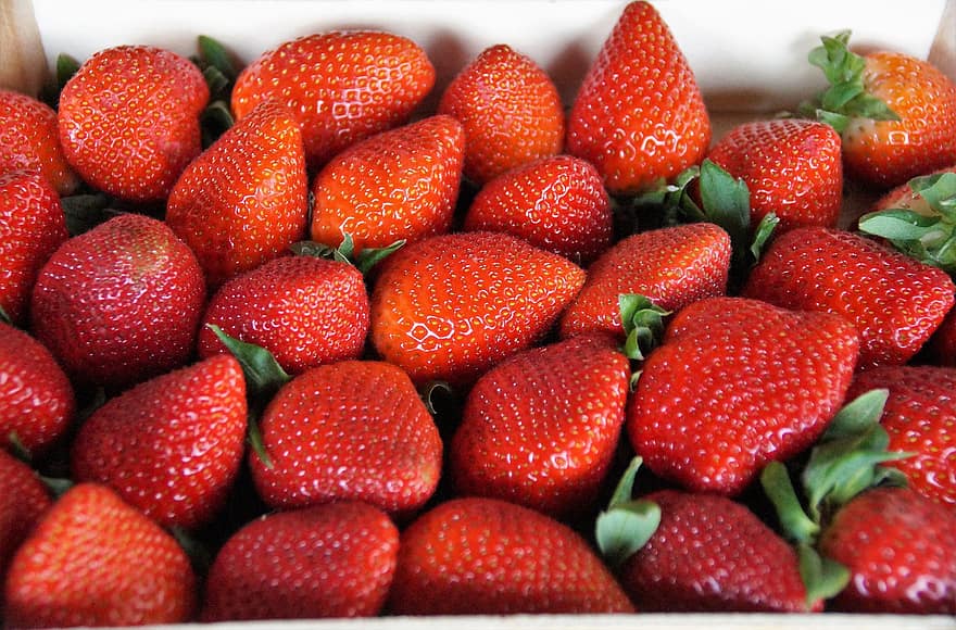 fresas, frutas, fresas maduras, Fruta, fresa, frescura, comida, de cerca, maduro, alimentación saludable, orgánico