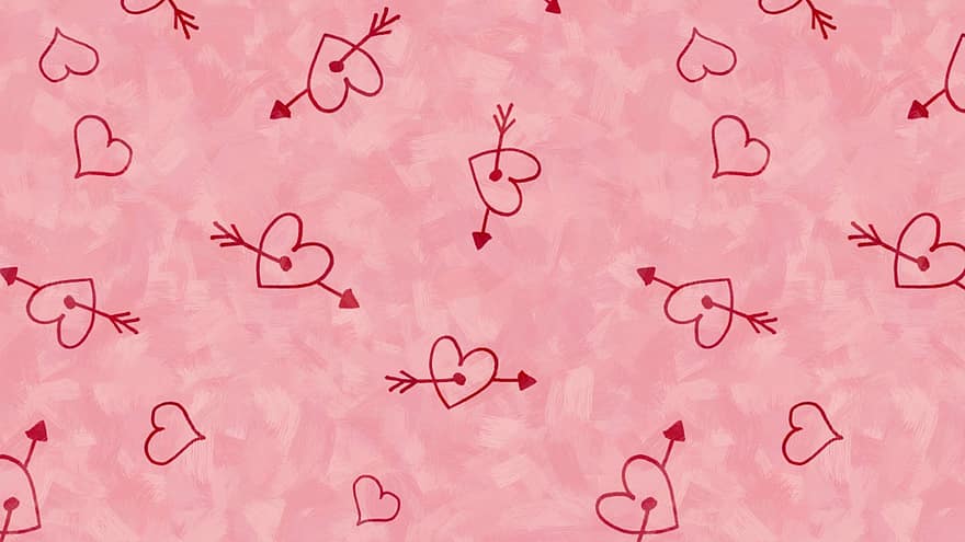 hjerte, pil, baggrund, kærlighed, valentinsdag, Valentins Dag, romantik, symbol, lyserød, mønster