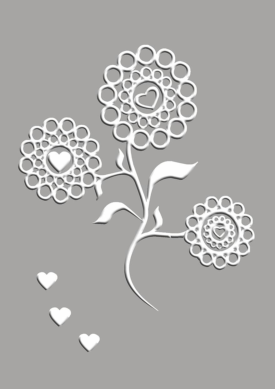 fleur, cœur, plante, symbole, amour, Floraison, affection, La Saint Valentin, romantique, carte de voeux, sentiments