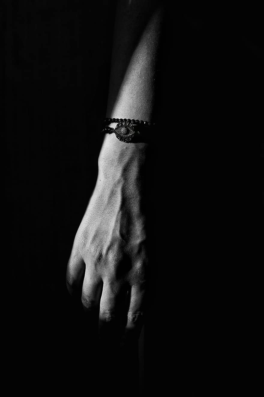 Minimal, Hand, Black And White, women, one person, human hand, adult, close-up, black background, men, young adult