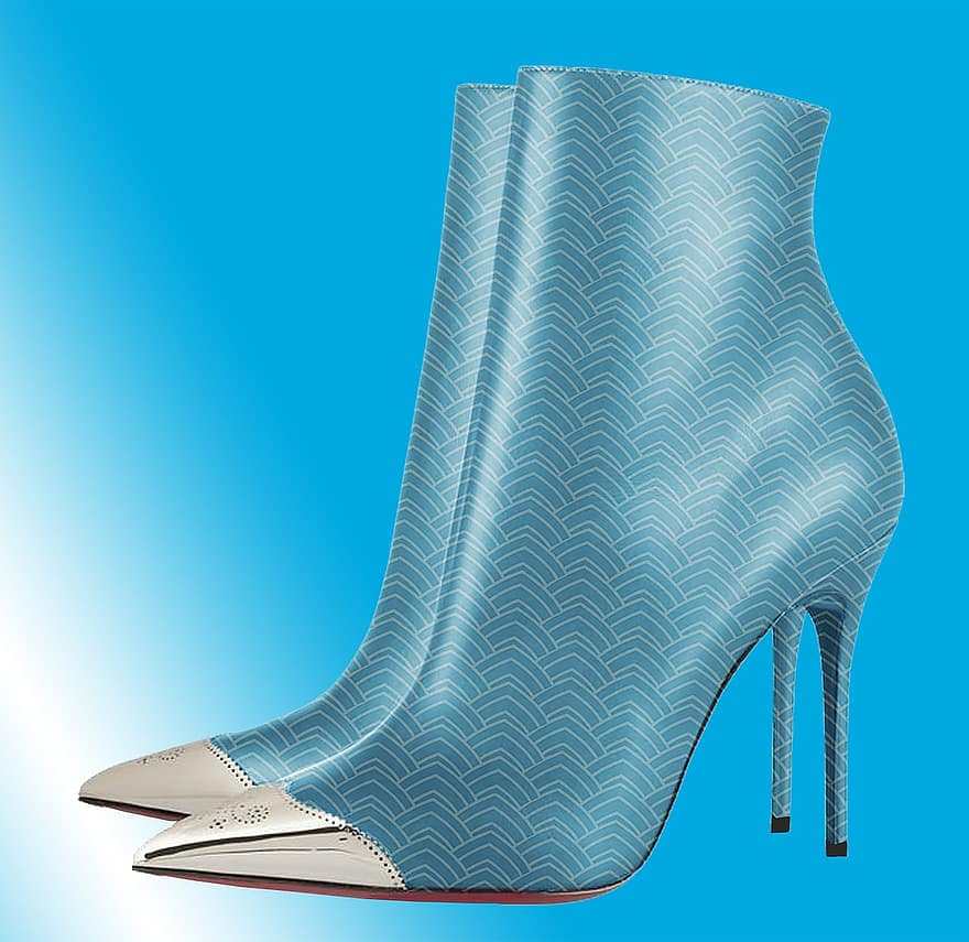 Footwear, Shoes, Ankle Boot, Fashion, Heels, Template, Female, blue, illustration, shoe, clothing