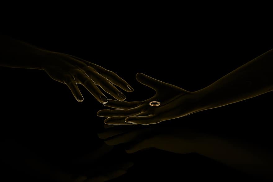 ręce, palec, człowiek, dłonie, dłoń, pierścień, neon, manekin, trawa, w porównaniu do, czarny