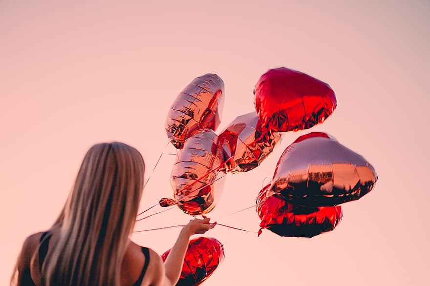 balões, ramalhete, presentes, Dia dos namorados, feliz Dia dos namorados, amor, mulheres, balão, Diversão, celebração, alegria