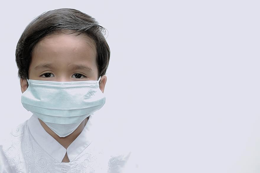 мальчик, ребенок, вирус, маска для лица, грипп, биологическая опасность, дыхание, здравоохранение, пандемия, аллергия, эпидемия